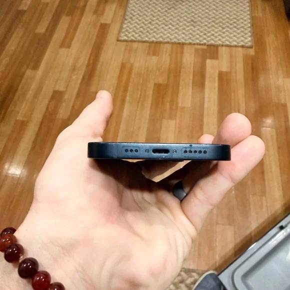Black Smartphone with Blue and White Display